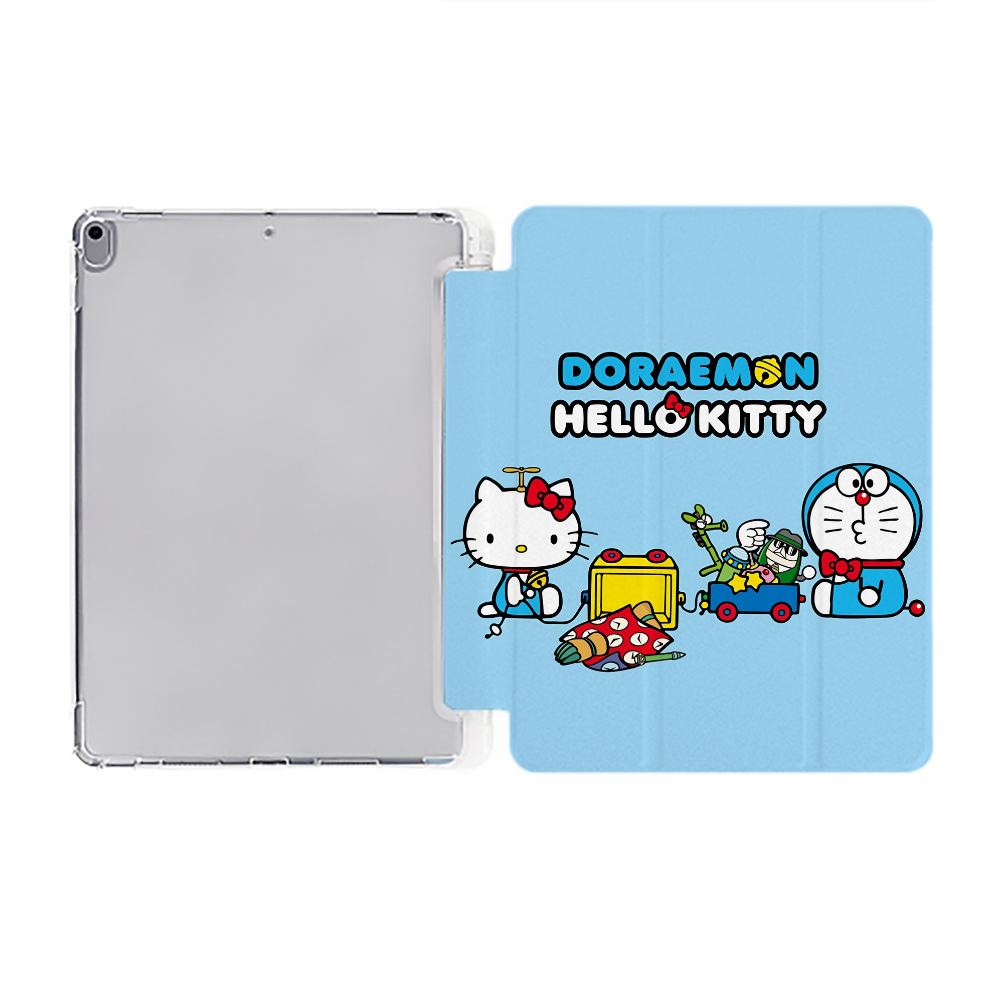 （画像用） ドラえもん Doraemon IPad ケース ペン収納付き 三つ折りスタンド PUレザー×シリコン 対応機種9.5/10.5/10.9インチ